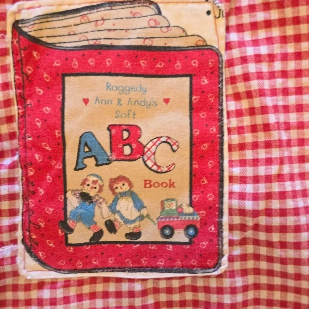 Vtg 90s Raggedy Ann Andy ABC Handmade Quilt‎ Large 33x66 Daisy Kingdom Fabric